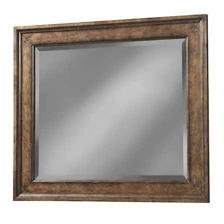 Landscape Mirror with Wood Frame and Beveled Glass